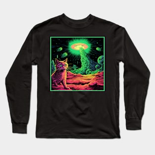 UFO & Space Cat Long Sleeve T-Shirt